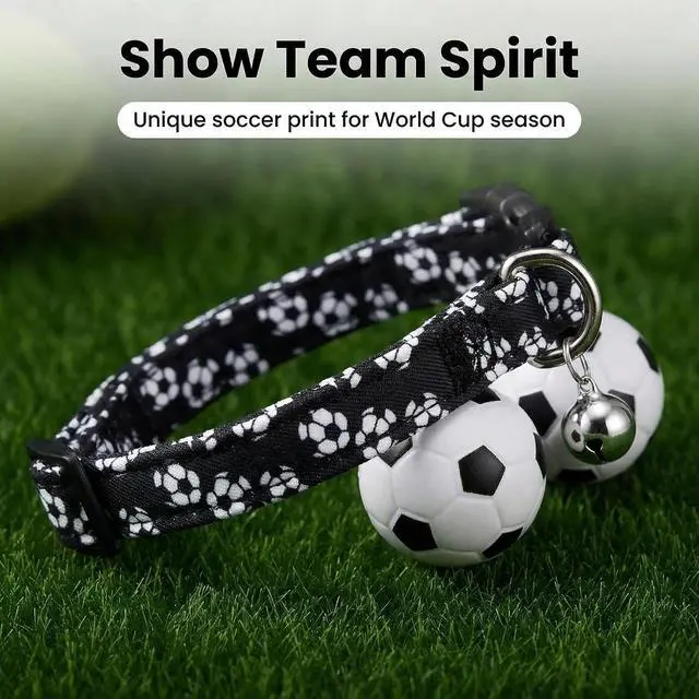 Alt view image 6 of 7 - Dog Collar with Bell, Dog Collars for Puppy Small Medium Large Dogs | Soccer Print Dog Collar Female/Male Girl/Boy Dogs