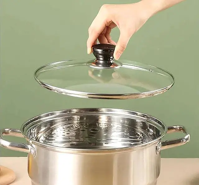 Alt view image 4 of 6 - Tempered Glass Pot Cover, 7.8 Inch Griddle Lid with Insulated Handle for Cheese Melting Dome, Steaming, Cooking at Home and Outdoors (20cm)