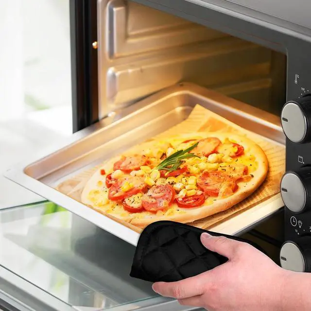 Alt view image 3 of 7 - 2pcs Pot Holders for Kitchen Clearance Cotton Heat Resistant Pads 17cm/6.69inch Black Oven Pot Holders Trivets Coasters Hot Pads Terry Pots Holder for Cooking and Baking Hot Cold Potholders Kit