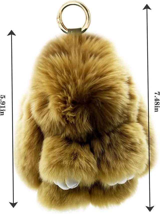 Alt view image 2 of 7 - Bunny Keychain Cute Rex Rabbit Fur Keychain Car Handbag Keyring