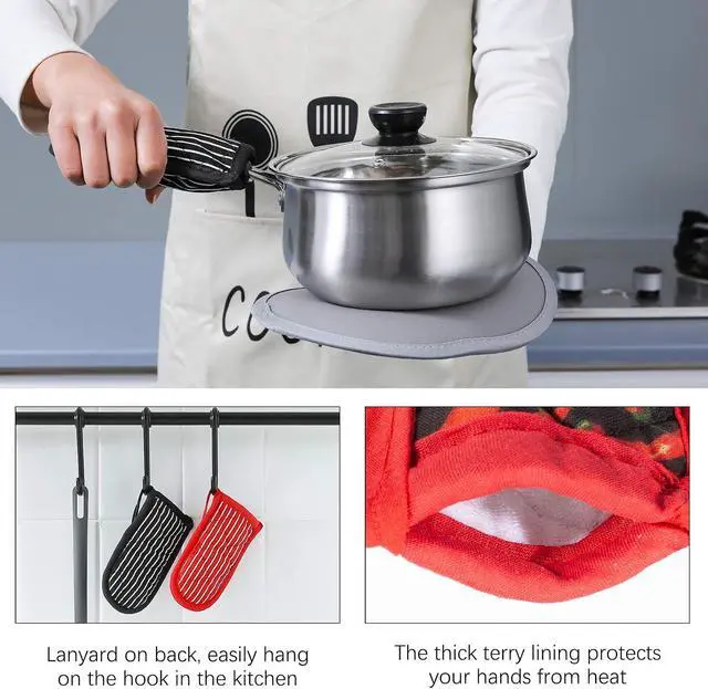 Alt view image 7 of 7 - Cast Iron Skillet Handle Covers,Pot Handle Covers Heat Resistant,Pot Holders for Kitchen Heat Resistant,Machine Washable Handle Mitts 2 PCS(Striped)
