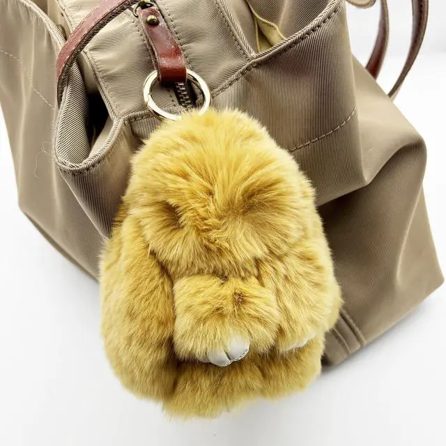 Alt view image 3 of 7 - Bunny Keychain Cute Rex Rabbit Fur Keychain Car Handbag Keyring