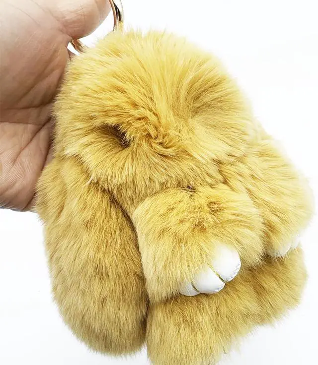 Alt view image 5 of 7 - Bunny Keychain Cute Rex Rabbit Fur Keychain Car Handbag Keyring