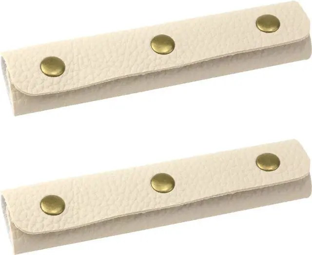 Main image of Mcredy Luggage Handle Wrap Cover with Metal Bronze Clasp, Beige-2Pcs | Soft Leather, Bag Strap Wrap Covers, Easy to Use, for Purse Wallet Shopping Travel Bags