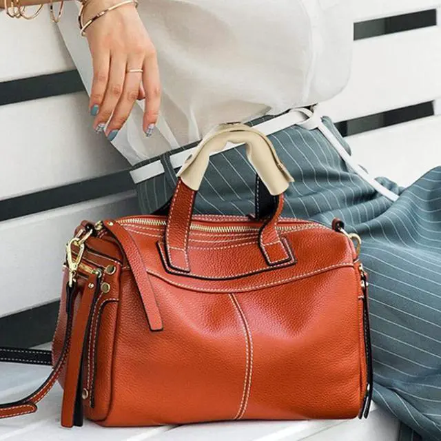 Alt view image 2 of 5 - Mcredy Luggage Handle Wrap Cover with Metal Bronze Clasp, Beige-2Pcs | Soft Leather, Bag Strap Wrap Covers, Easy to Use, for Purse Wallet Shopping Travel Bags
