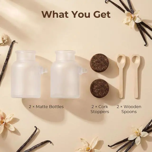 Alt view image 5 of 7 - 2 Pcs 200ml/6.6oz Plastic Bath Salt Jars with Cork Stopper Lids & Spoons, Airtight Food Storage Containers for Candy, Spices, Tea, Coffee, Kitchen Canisters
