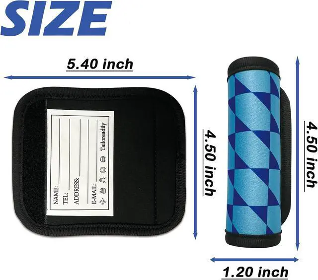 Alt view image 2 of 7 - 5 Pack Luggage Handle Wrap, Neoprene Suitcase Handle Cover, Bright Color Luggage Identifier for Easy Airport Pickup, Soft Grip Travel Accessories for Cruise Airplane, Blue