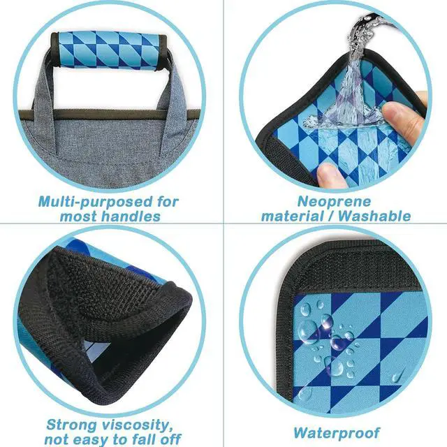 Alt view image 5 of 7 - 5 Pack Luggage Handle Wrap, Neoprene Suitcase Handle Cover, Bright Color Luggage Identifier for Easy Airport Pickup, Soft Grip Travel Accessories for Cruise Airplane, Blue
