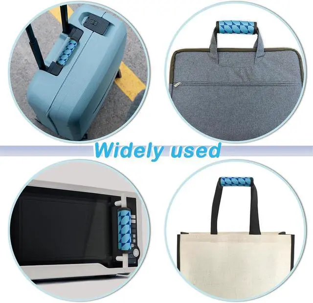 Alt view image 6 of 7 - 5 Pack Luggage Handle Wrap, Neoprene Suitcase Handle Cover, Bright Color Luggage Identifier for Easy Airport Pickup, Soft Grip Travel Accessories for Cruise Airplane, Blue