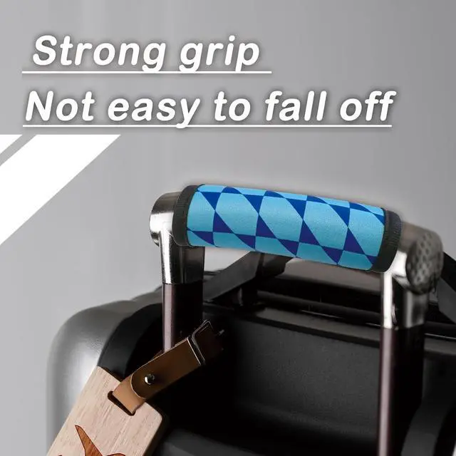 Alt view image 3 of 7 - 5 Pack Luggage Handle Wrap, Neoprene Suitcase Handle Cover, Bright Color Luggage Identifier for Easy Airport Pickup, Soft Grip Travel Accessories for Cruise Airplane, Blue