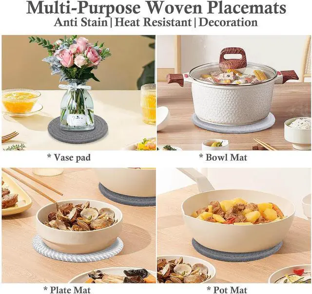 Alt view image 6 of 7 - Billbotk 7" Trivets for Dishes, Pots and Pans, 4 Heat Resistant Hot Pads, Pot Holders for Kitchen, Plate Mats for Countertops, Table, Home Essentials, Farmhouse Decor