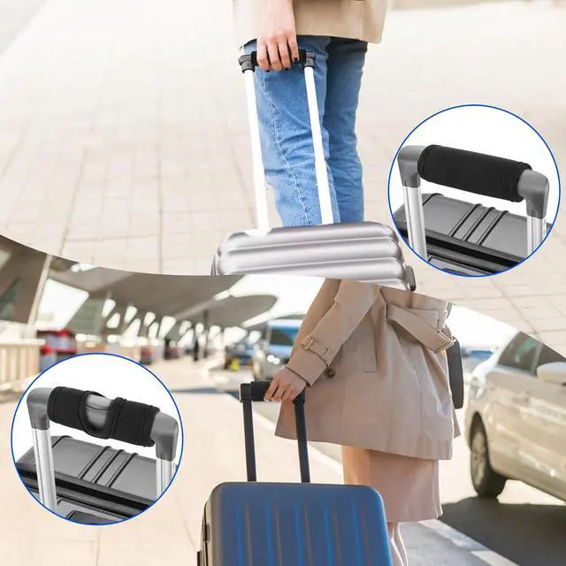 Alt view image 4 of 7 - Luggage Handle Wrap,2Pack Soft Grip Handle Cover Luggage Identifier with Hollow Design Detachable Carry Sleeve Accessories for Push-Button Trolley Travel Bag