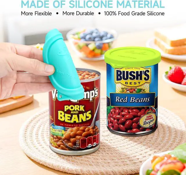Alt view image 3 of 7 - SOPHICO 4PCS 3-inch Silicone Can Lids, Reusable Food Saver for Canned Goods | for Goya | Van Camp's | Chef Boyardee | Bush's Best | Farmer's Market Can(Can NOT Included) (4 pack)