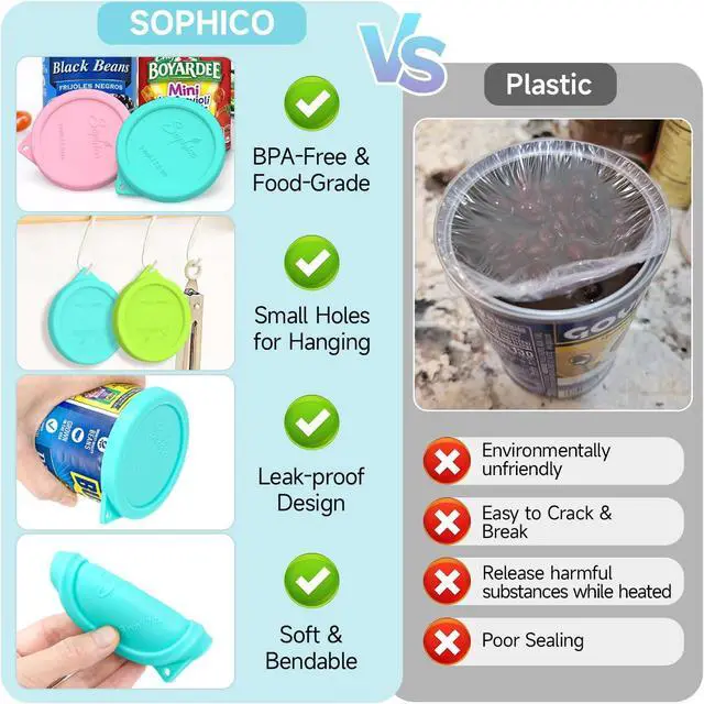Alt view image 4 of 7 - SOPHICO 4PCS 3-inch Silicone Can Lids, Reusable Food Saver for Canned Goods | for Goya | Van Camp's | Chef Boyardee | Bush's Best | Farmer's Market Can(Can NOT Included) (4 pack)