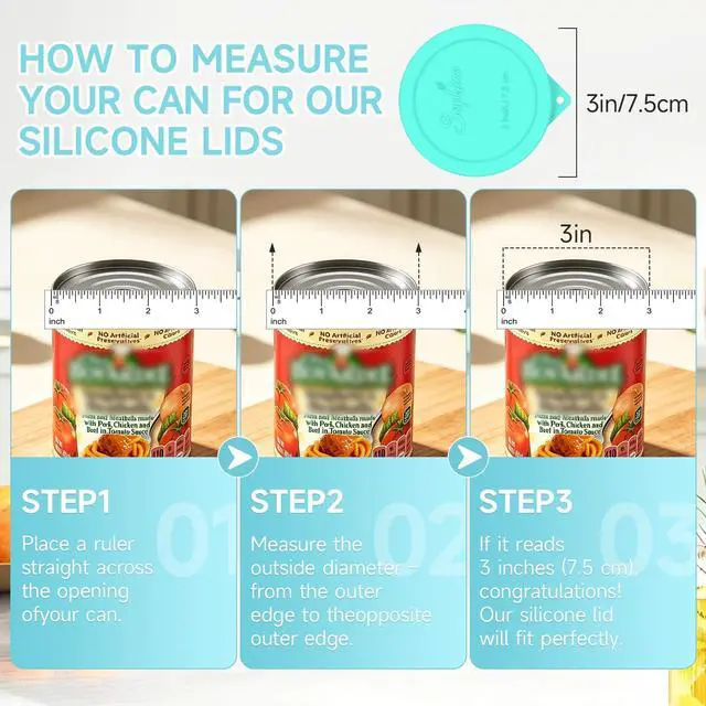 Alt view image 7 of 7 - SOPHICO 4PCS 3-inch Silicone Can Lids, Reusable Food Saver for Canned Goods | for Goya | Van Camp's | Chef Boyardee | Bush's Best | Farmer's Market Can(Can NOT Included) (4 pack)