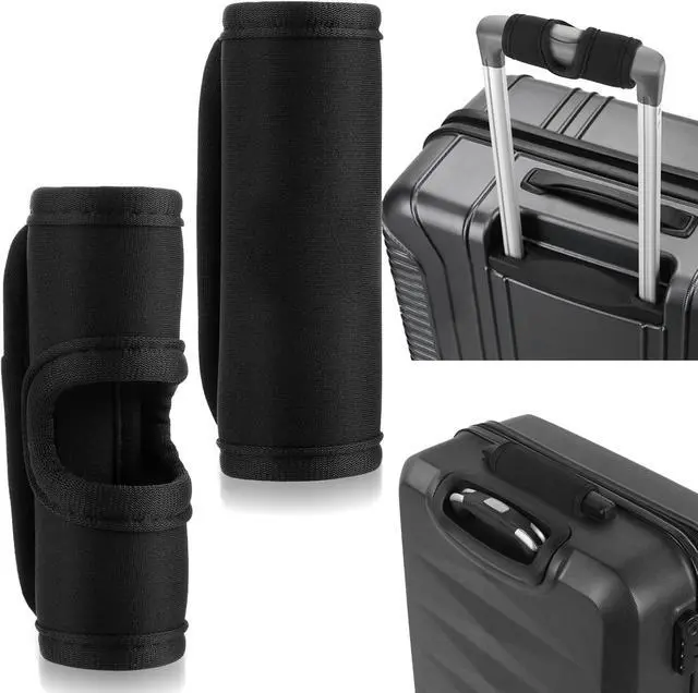Alt view image 7 of 7 - Luggage Handle Wrap,2Pack Soft Grip Handle Cover Luggage Identifier with Hollow Design Detachable Carry Sleeve Accessories for Push-Button Trolley Travel Bag