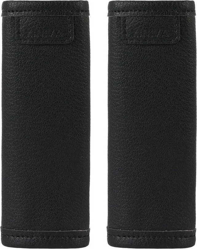 Main image of KINIVA 2 Pack Set Black Vegan Leather Luggage Handle Wraps, Luggage Identifiers Tags Markers for Suitcase, Travel Accessories