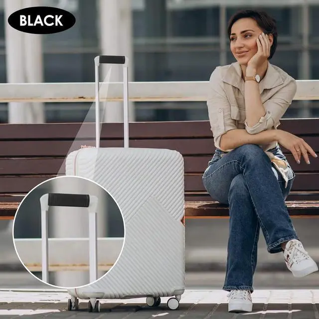 Alt view image 2 of 7 - KINIVA 2 Pack Set Black Vegan Leather Luggage Handle Wraps, Luggage Identifiers Tags Markers for Suitcase, Travel Accessories