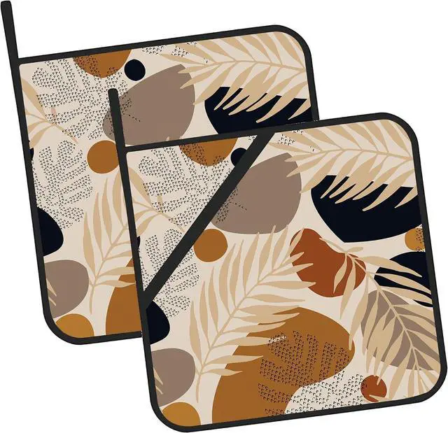 Main image of Boho Abstract Geometric Tropical Leaves Pot Holders Set of 2 Oven Hot Pads Pot Holders for Cooking Baking BBQ Gifts for Women