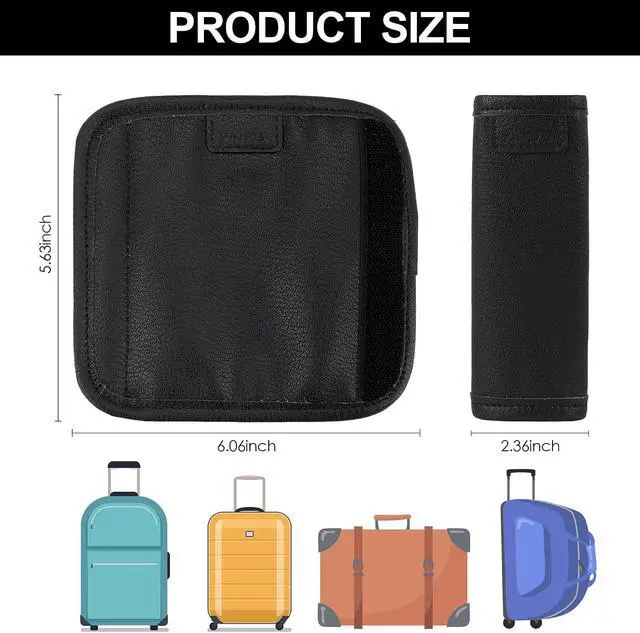 Alt view image 6 of 7 - KINIVA 2 Pack Set Black Vegan Leather Luggage Handle Wraps, Luggage Identifiers Tags Markers for Suitcase, Travel Accessories