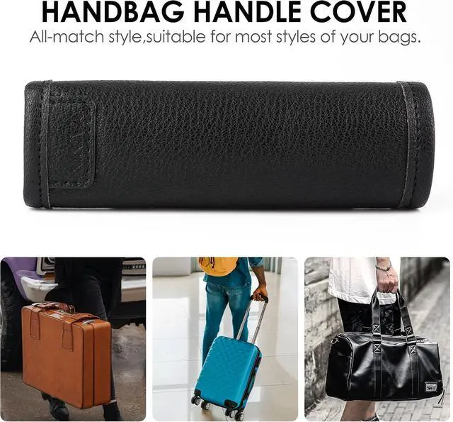 Alt view image 4 of 7 - KINIVA 2 Pack Set Black Vegan Leather Luggage Handle Wraps, Luggage Identifiers Tags Markers for Suitcase, Travel Accessories