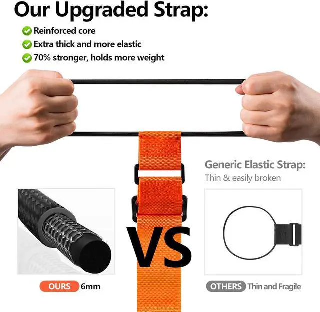 Alt view image 5 of 7 - BILIONE Adjustable Luggage Connector Straps for Suitcase 2-Pack (Orange) | Add A Bag, Connect 2 Suitcases, Hang Coat/Scarf, Elastic Bungee Belt, Secure Carry-on Travel Essentials, Lightweight 36g