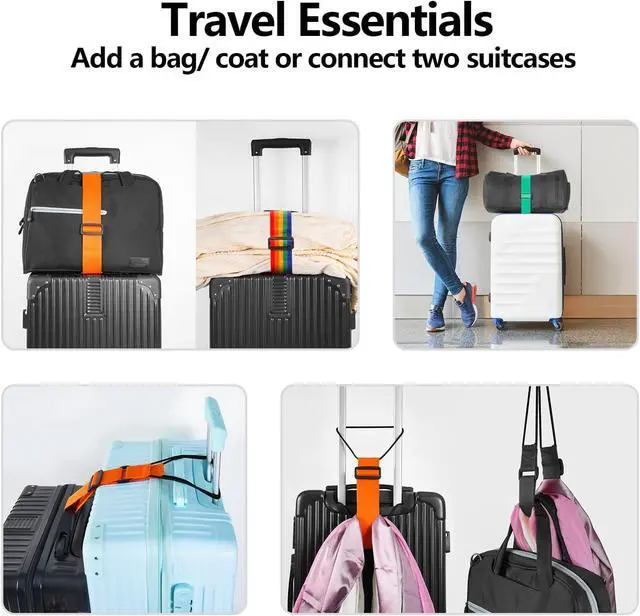 Alt view image 6 of 7 - BILIONE Adjustable Luggage Connector Straps for Suitcase 2-Pack (Orange) | Add A Bag, Connect 2 Suitcases, Hang Coat/Scarf, Elastic Bungee Belt, Secure Carry-on Travel Essentials, Lightweight 36g