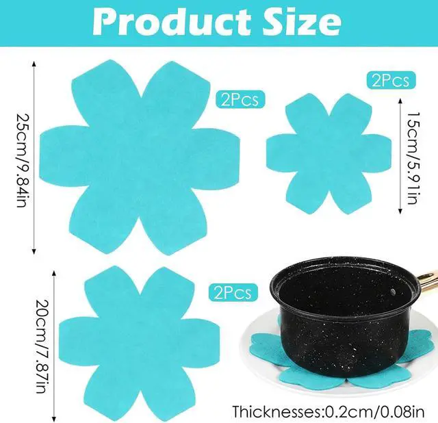 Alt view image 2 of 7 - 6PCS Pot Protectors for Stacking 3 Sizes Felt Pan Dividers | Teal Pot Separators for Stackings and Protecting Your Cookware(6" 8" 10")