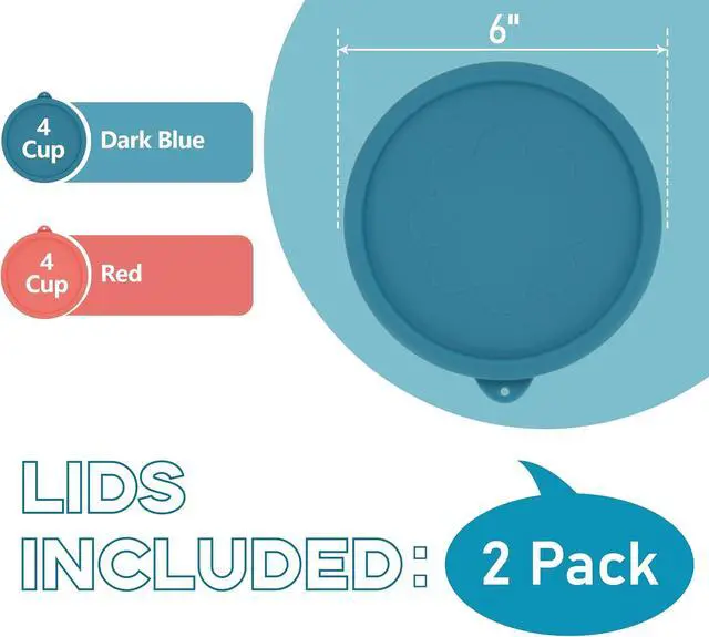 Alt view image 2 of 7 - LUVCOSY 4 Cup Round Silicone Storage Cover Lids Replacement for Anchor Hocking and Pyrex 7201-PC Glass Bowls (Container not Included) 2 Pack Light Red & Deep Blue