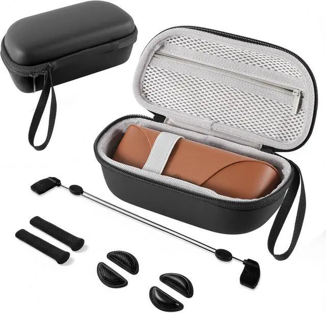 Main image of Hard Case for Ray-Ban Meta Charging Case & Accessories Kit - Anti-Slip Nose Pads, Ear Grips & Strap - Protective Travel Carrier for Wayfarer Smart Glasses Men Women Biking & Sports-Black