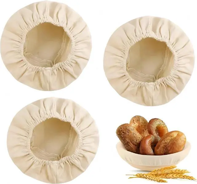 Main image of Koackl 3Pack Bread Proofing Liners 10" Cotton Banneton Sourdough Covers | Reusable Cotton Liners for 10" Round Banneton Baskets; Breathable, Machine Washable; Elastic Edge for Fit; Sourdough Baking