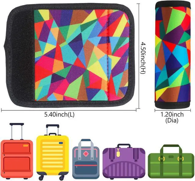 Alt view image 2 of 6 - Luggage Handle Wrap 2 Pack Luggage Handle Wraps For Suitcase Bright Neoprene Luggage Handle Covers/Extender/Identifiers-Travel Accessories Must Haves