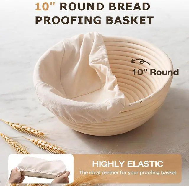 Alt view image 3 of 7 - Koackl 3Pack Bread Proofing Liners 10" Cotton Banneton Sourdough Covers | Reusable Cotton Liners for 10" Round Banneton Baskets; Breathable, Machine Washable; Elastic Edge for Fit; Sourdough Baking