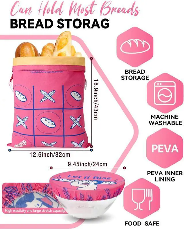 Alt view image 2 of 6 - Beeswax Bread Bag & Bowl Cover Set - Reusable Cotton Bread Bag for Homemade Sourdough and Beeswax Bowl Cover for 10-Inch Bowls