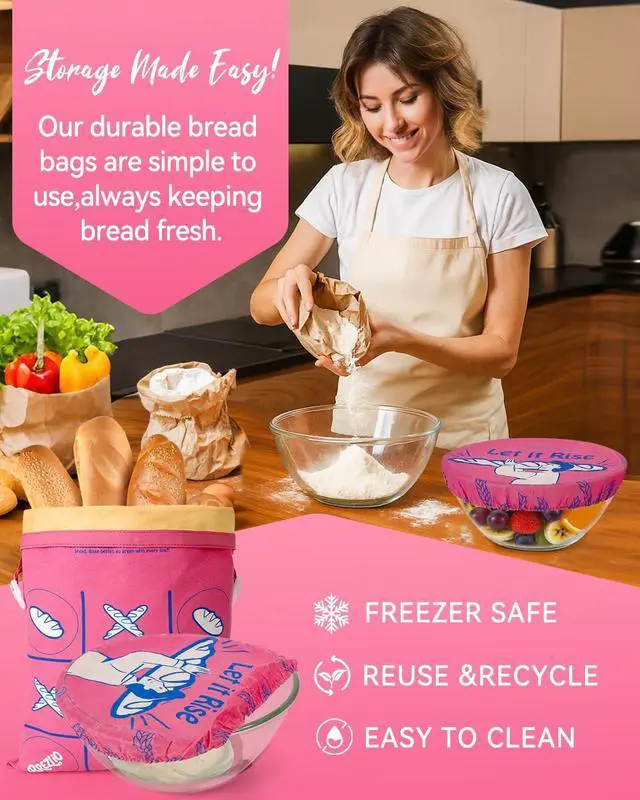 Alt view image 3 of 6 - Beeswax Bread Bag & Bowl Cover Set - Reusable Cotton Bread Bag for Homemade Sourdough and Beeswax Bowl Cover for 10-Inch Bowls