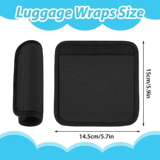 Alt view image 2 of 7 - 2 Pack Luggage Handle Wraps for Suitcase, Bright Color Comfort Soft Handle Covers Suitcase Luggage Handle Wrap Luggage Tag Wraps Travel Accessories (Black)