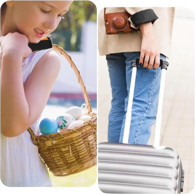 Alt view image 6 of 7 - 2 Pack Luggage Handle Wraps for Suitcase, Bright Color Comfort Soft Handle Covers Suitcase Luggage Handle Wrap Luggage Tag Wraps Travel Accessories (Black)