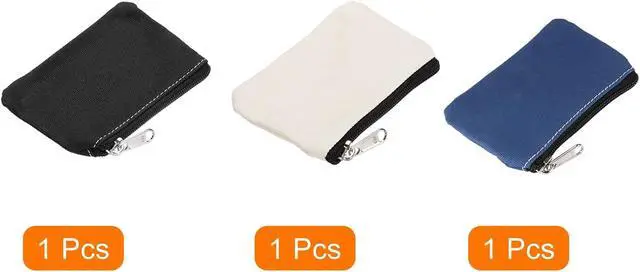 Alt view image 3 of 6 - PATIKIL 3" x 5" Coin Purse Pouch Change Purses Small Organizer Bags 3Pcs | with Zipper Canvas for Home, Dark Blue Black White
