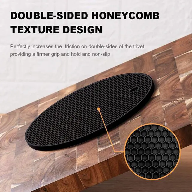 Alt view image 6 of 7 - 4 Pcs Trivets for Hot Dishes, Hot Pads for Kitchen, Silicone Pot Holders, Extra Thick, Non Slip, Multipurpose Kitchen Accessories (Black)