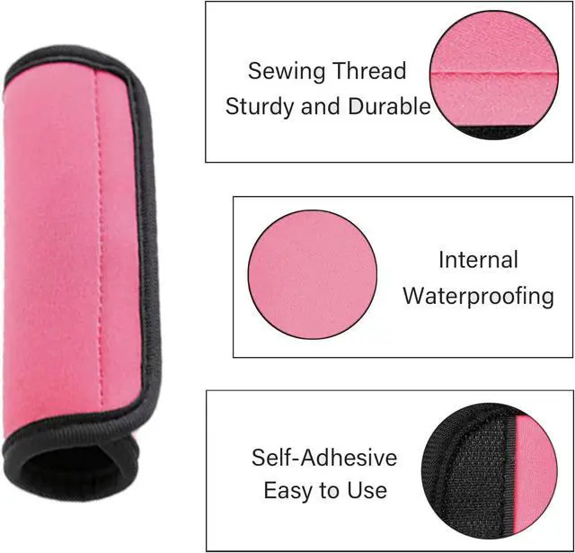 Alt view image 4 of 6 - Luggage Handle Wraps, Soft Travel Bag Handle Cover, Padded Handle Grip, Suitcase Tags Identifiers for Travel Accessories, Pink, 2pcs