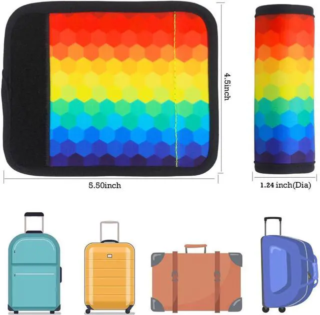Alt view image 2 of 6 - Luggage Handle Wrap for Suitcase-Printed Bright Neoprene Luggage Tags/Grips/Identifiers/Markers/Covers/Gripper for Suitcases Carry On Bags 5 Packs (Rainbow-5 Packs)