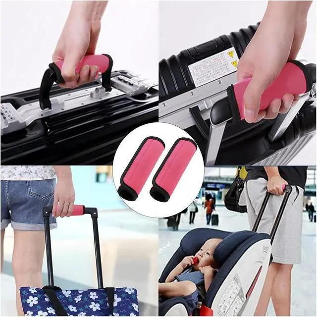 Alt view image 6 of 6 - Luggage Handle Wraps, Soft Travel Bag Handle Cover, Padded Handle Grip, Suitcase Tags Identifiers for Travel Accessories, Pink, 2pcs
