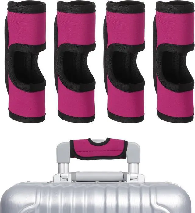 Main image of uxcell Luggage Handle Wrap, 4 Pcs Hollow Neoprene Handbag Grip Cover Protector Luggage Identifiers Suitcase Handle Wraps for Luggage Suitcase Travel Bags, Rose Red