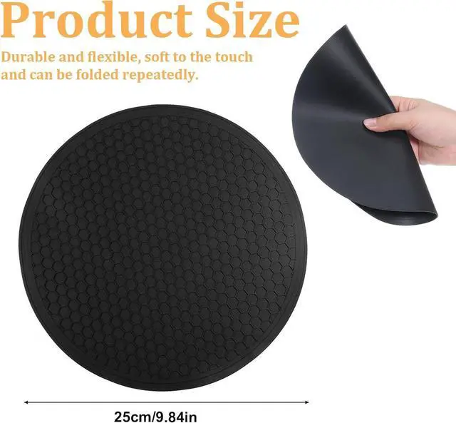 Alt view image 2 of 7 - Heat Resistant Multifunctional Silicone Microwave Mat, 10 Inch Round Non-Slip Trivet, Heat Resistant Non Slip Trivet for Kitchen Hot Plate Bowl Mug Hot Pot Holder, Dishwasher Safe