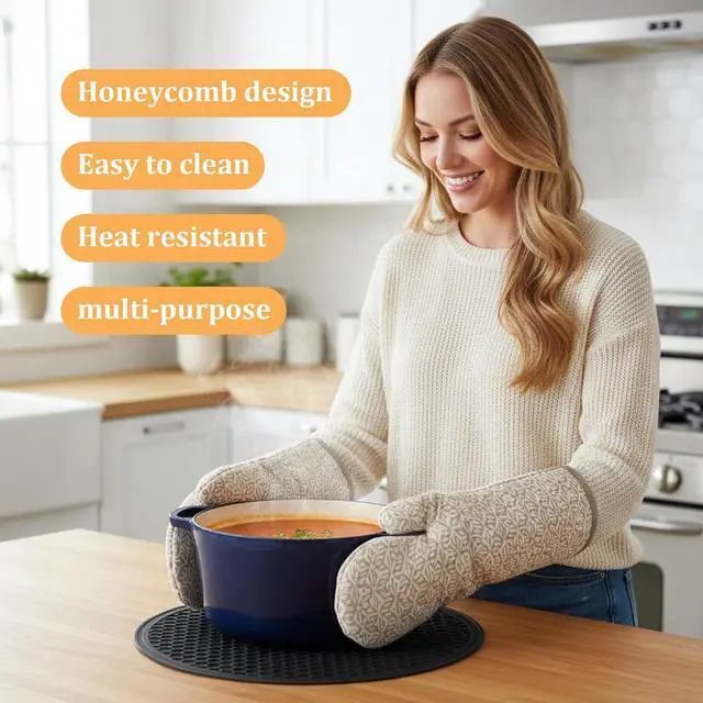 Alt view image 3 of 7 - Heat Resistant Multifunctional Silicone Microwave Mat, 10 Inch Round Non-Slip Trivet, Heat Resistant Non Slip Trivet for Kitchen Hot Plate Bowl Mug Hot Pot Holder, Dishwasher Safe