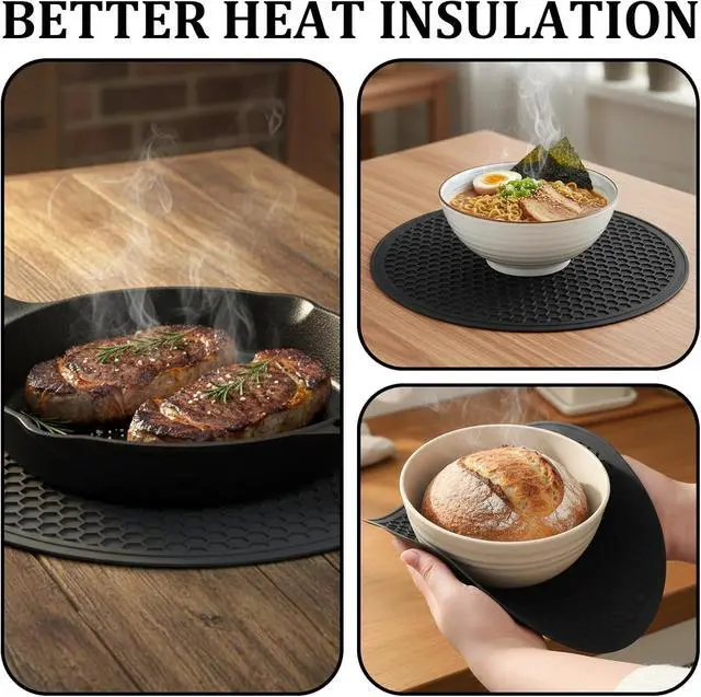 Alt view image 5 of 7 - Heat Resistant Multifunctional Silicone Microwave Mat, 10 Inch Round Non-Slip Trivet, Heat Resistant Non Slip Trivet for Kitchen Hot Plate Bowl Mug Hot Pot Holder, Dishwasher Safe