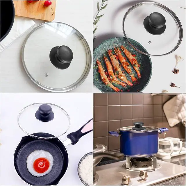 Alt view image 6 of 6 - 4 Pcs Universal Pot Lid Knobs, Pot Lid Handle Replacement, Pot Cover Knobs | Universal Kitchen Bakelite Top Replacement for Pots and Pans Saucepan Casserole Glass Handles (Black)