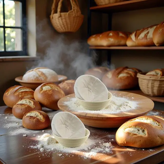 Alt view image 3 of 6 - 2Pcs 9 Inch Proofing Bread Basket Cloth,Round Cloth Baking Supplies Bread, Reusable Breathable Liner Cotton Flax Proofing Bread Cloths, Baking Tools and Accessories for Kitchen