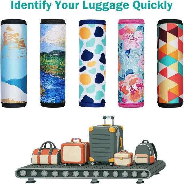 Alt view image 6 of 7 - HEYSKAY 3PCS Neoprene Luggage Handle Wraps for Suitcase Luggage Identifier | Luggage ID Tags for Suitcases, Travel Bag Handle Wraps Cover, Door Handle Protection, Travelling Accessories