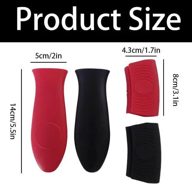Alt view image 2 of 5 - 4-Pack Silicone Hot Handle Holders, Heat Resistant Pot Handle Covers & Grips with Non-Slip Design for Cast Iron, Metal, Fry Pan Cookware